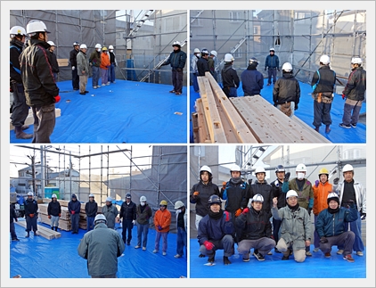 建て方作業前の現場安全ミーティング